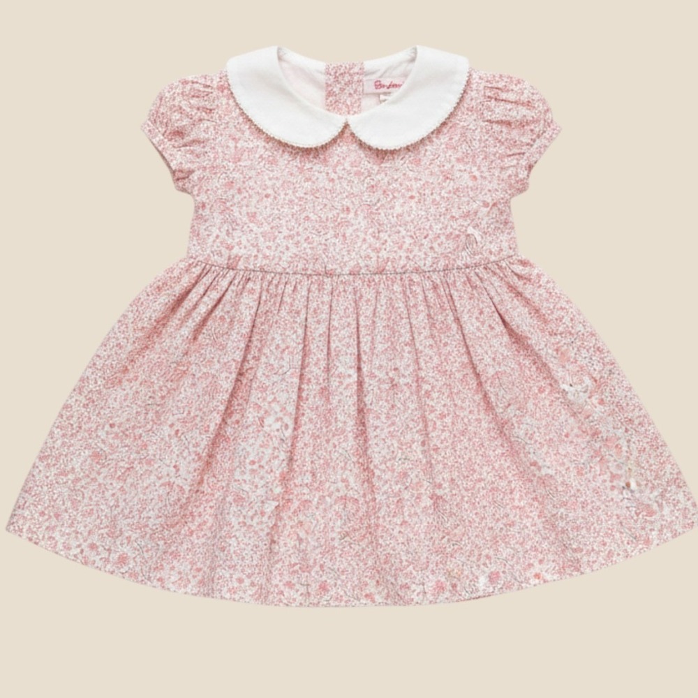 Confiture Pink Floral Cotton Peter Pan Collar Dress 6-12M Made in Portugal